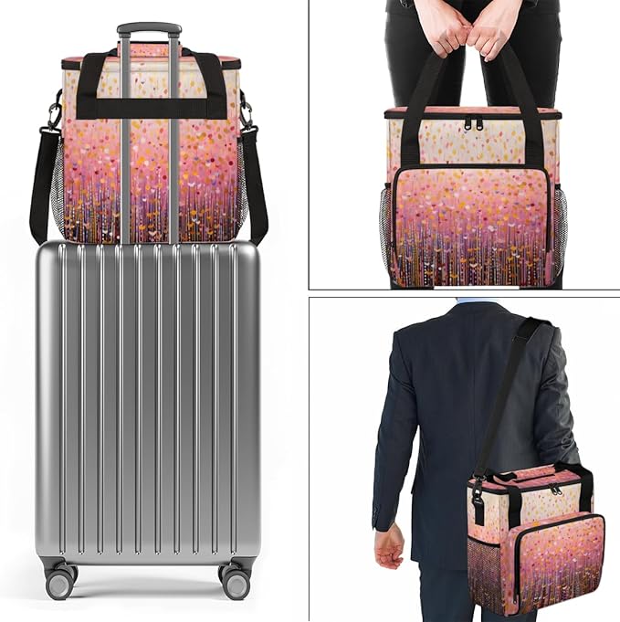 Glitter Coffee Maker Carrying Bag Rose madder Portable Travel Storage Tote Bag Compatible with K-Mini or K-Mini Plus Single Serve Coffee Brewer Carrying Case with Multiple Pockets &amp Shoulder Str