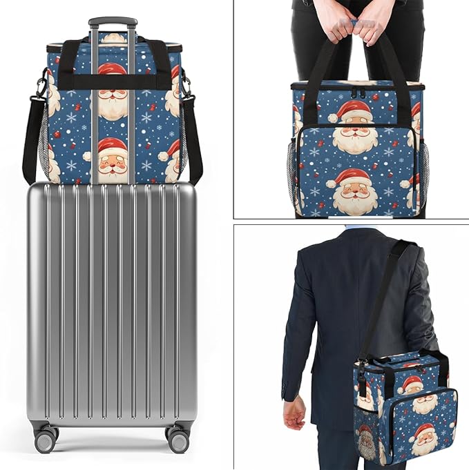 Dreamy Santa Claus Coffee Maker Carrying Bag Portable Travel Storage Tote Bag Compatible with K-Mini or K-Mini Plus Single Serve Coffee Brewer Carrying Case with Multiple Pockets &amp Shoulder Stra