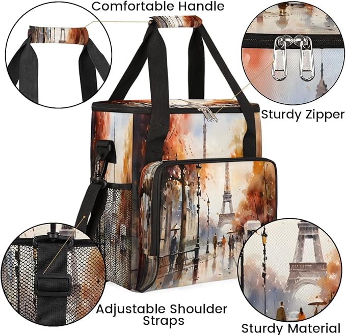 Eiffel Tower Painting Coffee Maker Travel Bag for K-Mini or K-Mini Plus Single Serve Coffee Brewer Portable Storage Tote Case for Tarvel
