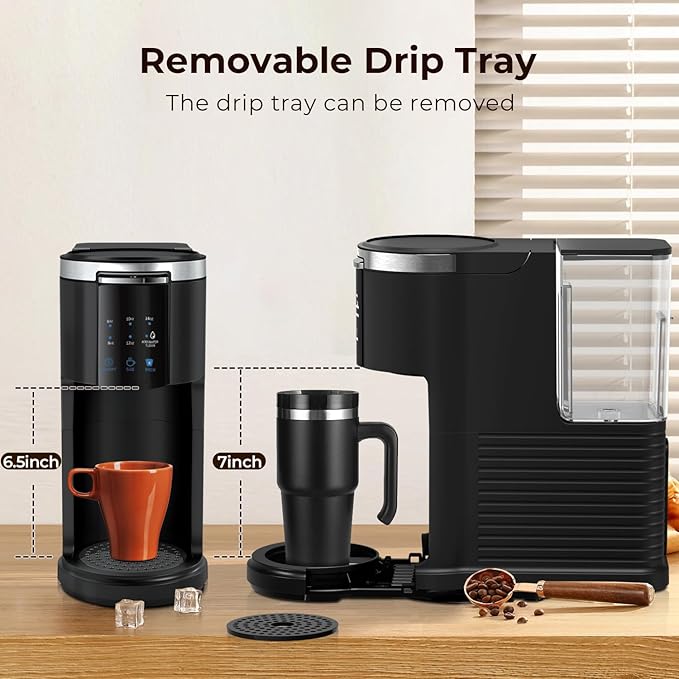 Single Serve Coffee Maker 2 in 1 Coffee Machine with Ground Coffee &amp Pods Coffee 6 to 14 Oz Brew SizesMini One Cup Coffee Maker 40oz Water TankAuto Cleaning &amp Shut Off Black