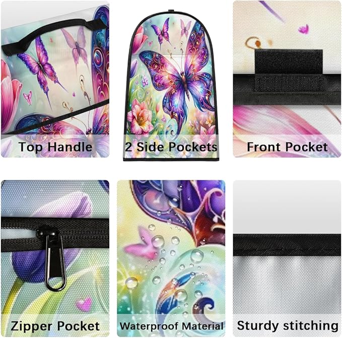 Kitchen Aid Mixer Cover Butterfly Color Flowers Stand Mixer Cover Compatible with 6-8 Quarts Stand Mixers Dust Covers with Zipper Pocket Foldable Washable Kitchen Aid Organizer Bag