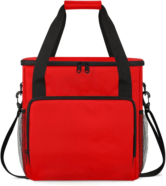 Red Coffee Maker Carrying Bag Waterproof Insulated Leakproof Cooler Bag Portable Storage Tote Bag Organizer With Shoulder Strap