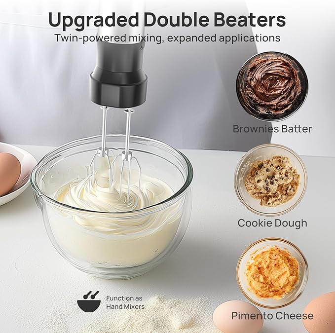 Consciot 10-in-1 Immersion Blender Handheld Max 1100W with Entire Stainless Steel Blender Shaft Trigger Speed Control 800ml Beaker 600ml Chopper Beaters Frothers Hooks Masher Whisk &amp 600ml