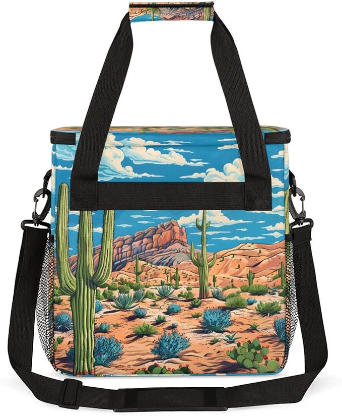 Cactus Tropical Coffee Maker Travel Bag for Keurig K-Mini/K-Mini Plus Insulated Waterproof Tote with Pockets for K-Cup Portable Single-Serve Brewer Case