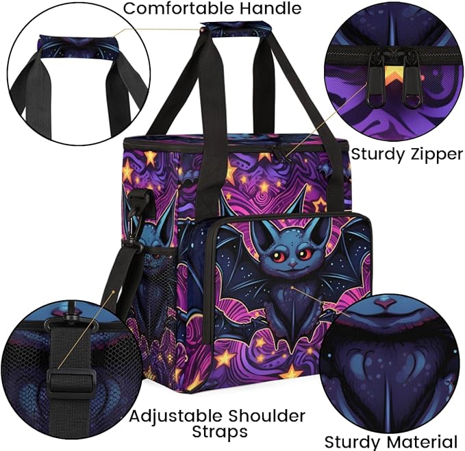 Halloween Bat Coffee Maker Carrying Bag Cute Bat Travel Storage Bag Compatible with K-Mini or K-Mini Plus Single Serve Coffee Brewer Carrying Case with Multiple Pockets &amp Shoulder Strap