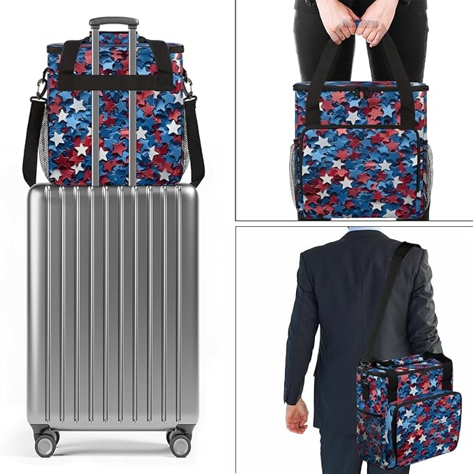 Independence Coffee Maker Carrying Bag 4th of July Travel Storage Bag Compatible with K-Mini or K-Mini Plus Single Serve Coffee Brewer Carrying Case with Multiple Pockets &amp Shoulder Strap