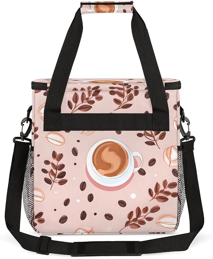 Coffee Beans Coffee Maker Travel Bag for Keurig K-Mini/K-Mini Plus Insulated Waterproof Tote with Pockets for K-Cup Portable Single-Serve Brewer Case