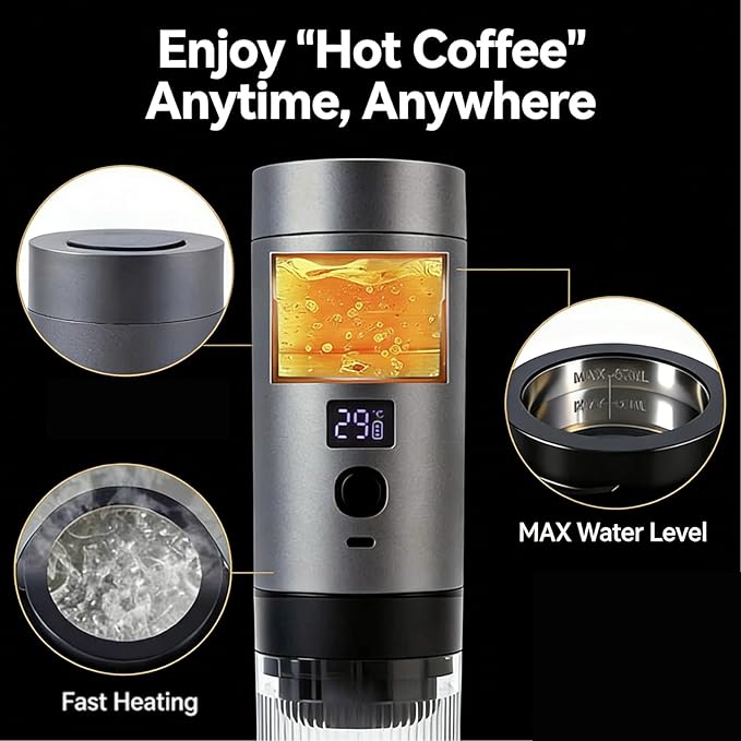 Wireless Mini Espresso Machine Portable Coffee Maker for Travel/Camping/Office 3-in-1 Single Serve Coffee Maker Compatible with Capsules&ampGround Coffee Gifts for Espresso Lovers (White)