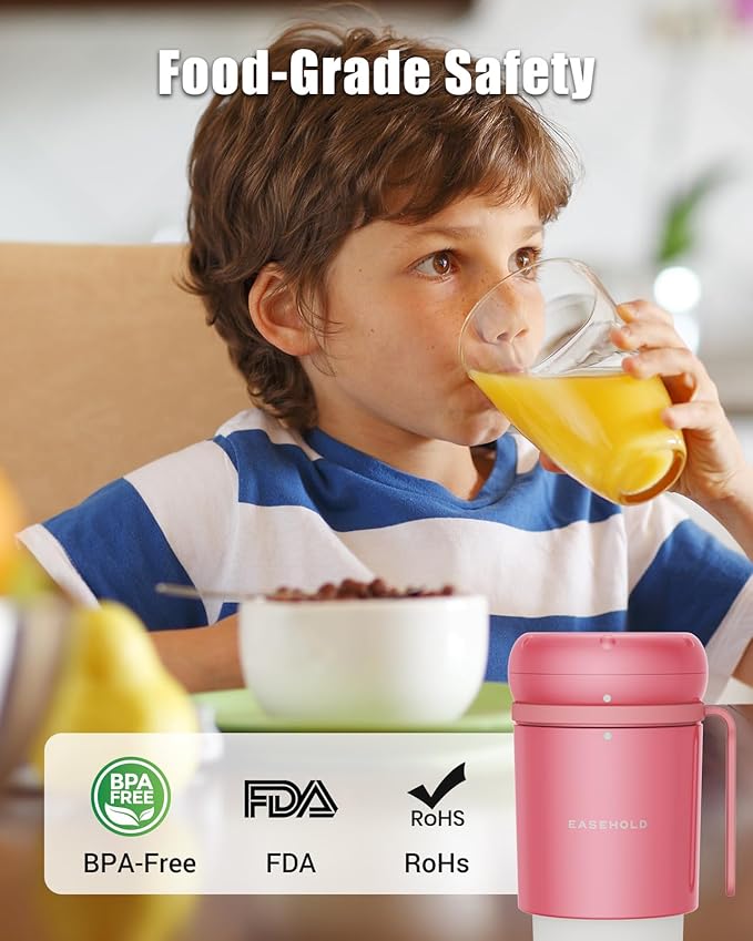 EASEHOLD Portable Personal Blender for Shakes USB Magnetic Rechargeable Travel Juicer Cup With Ultra Sharp 4 Blades BPA-Free 10.5oz To-Go Fruit Mixer for Office Sports Gym