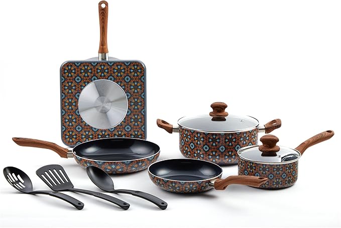 IMUSA 10pc Mexican Talavera Design Cookware Set with Tools