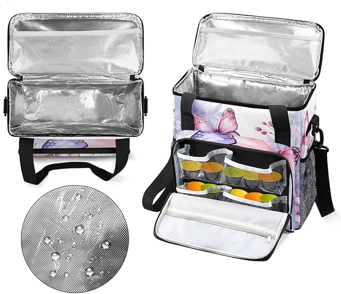 Retro Butterfly Coffee Maker Carrying Bag Watercolor Butterfly Travel Storage Bag Compatible with K-Mini or K-Mini Plus Single Serve Coffee Brewer Carrying Case with Pockets &amp Shoulder Strap