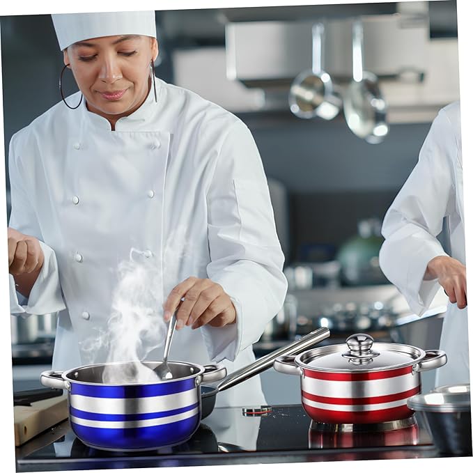 TEHAUX 4pcs Stainless Steel Induction Cookware Set with Antiscald Handles Multipurpose Kitchen Pots for Pasta Soup Compatible with Gas Electric Stoves Stock Pots