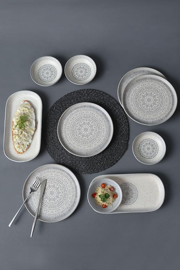 Dinnerware Set - Stone - 10 Pieces - 4 Persons - Stoneware