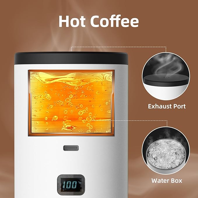 Yosoo Portable Coffee Maker 3 in 1 Machine with 15Bar Pressure and Digital Display Compatible with Ground Coffee and Capsules for Travel Camping Office