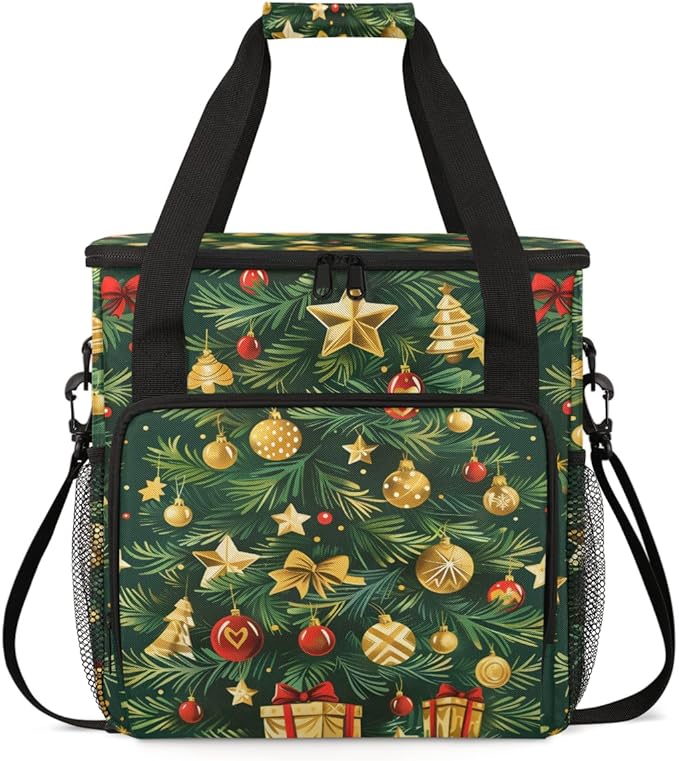 Christmas Festivals Coffee Maker Carrying Bag Magical Tree Travel Storage Bag Compatible with K-Mini or K-Mini Plus Single Serve Coffee Brewer Carrying Case with Multiple Pockets &amp Shoulder Stra