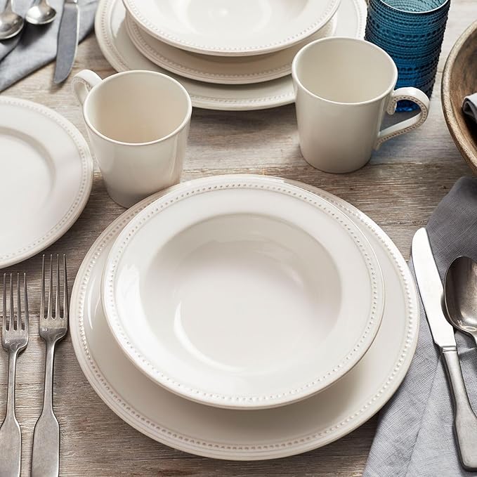 Sur La Table Pearl Stoneware 16-Piece Dinnerware Set White