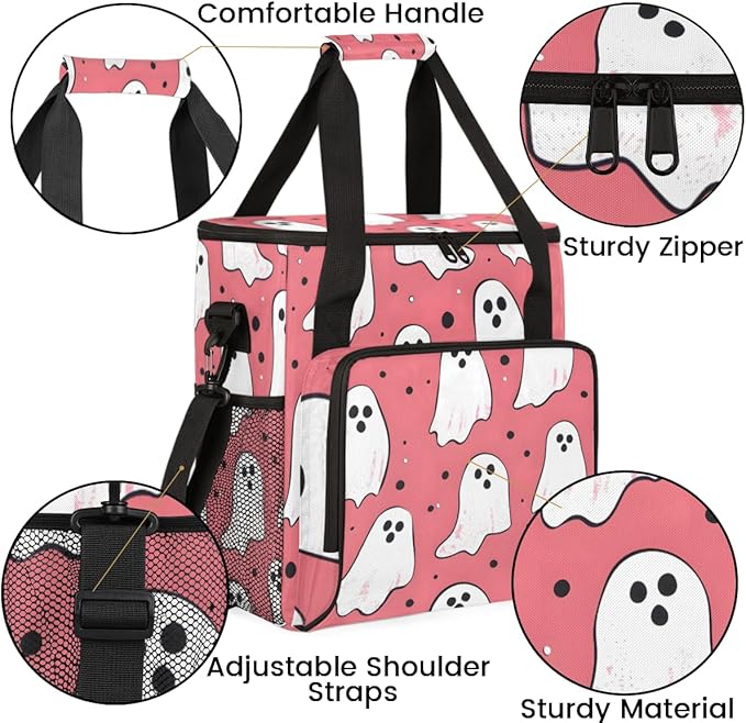 Spooky Ghosts Coffee Maker Carrying Bag Mystical Ghosts Travel Storage Bag Compatible with K-Mini or K-Mini Plus Single Serve Coffee Brewer Carrying Case with Multiple Pockets &amp Shoulder Strap