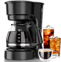 Kismile 5 Cup Coffee Maker 0.75L Small Drip Coffee Machine with Anti-Drip Design Dry Burn Protection Removable Filter Funnel Easy Mechanical Switch Black