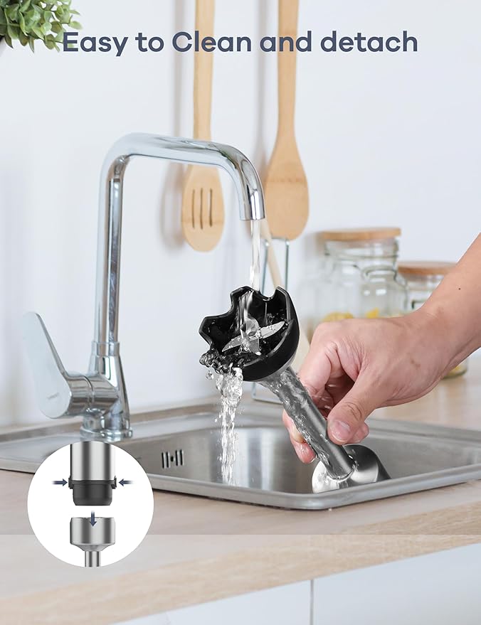 Ganiza Immersion Blender 8 in 1 Hand Blender Max 1000W Heavy Duty Motor 16 Speed Mode Handheld Blenders Immersion Stainless Steel Sitck Blender Includes 8 Total Pieces