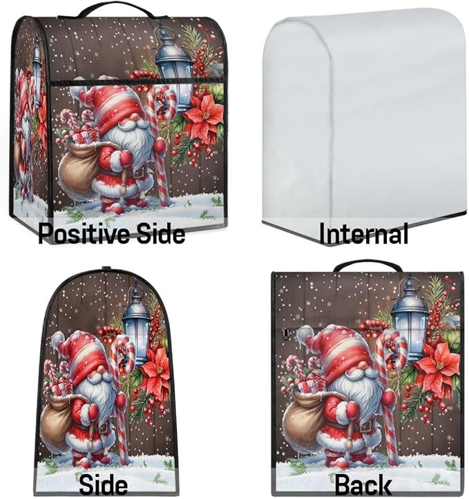 cfpolar Kitchen Aid Mixer Cover Compatible with 6-8 Quarts Christmas Holly Santa Claus Stand Mixer Cover Kitchen Aid Mixers Accessories Appliance Organizer Bag Dust Covers with Zipper Pocket
