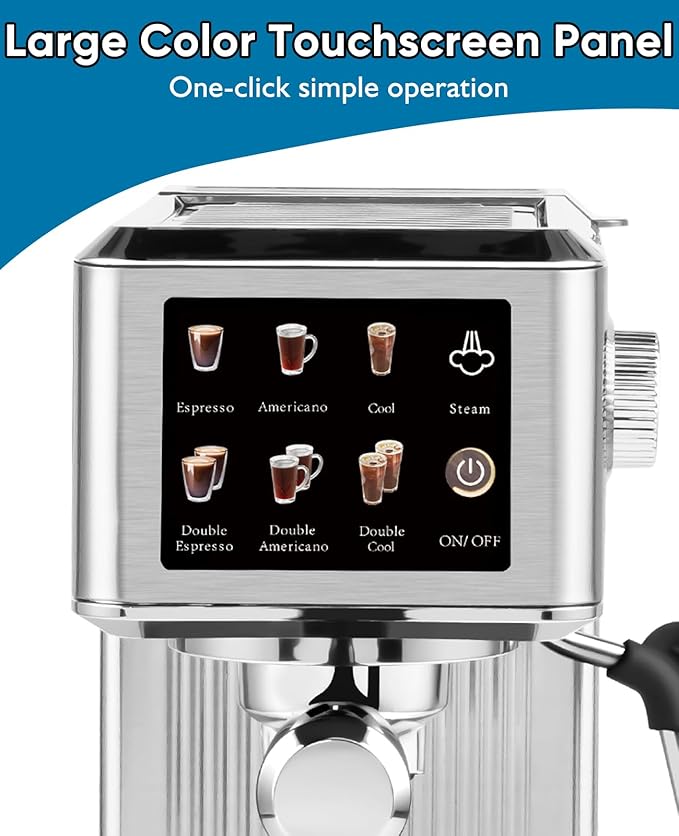 CUSIMAX Espresso Machine 20Bar Compact Coffee Machine with Powerful Steam Wand for Latte &amp Cappuccino Stainless Steel Espresso Maker with 34oz Remevable Water Tank