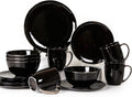 KOKEN Porcelain Dinnerware Set - 16 Pc Round Dinner Set with Mugs Microwave Safe