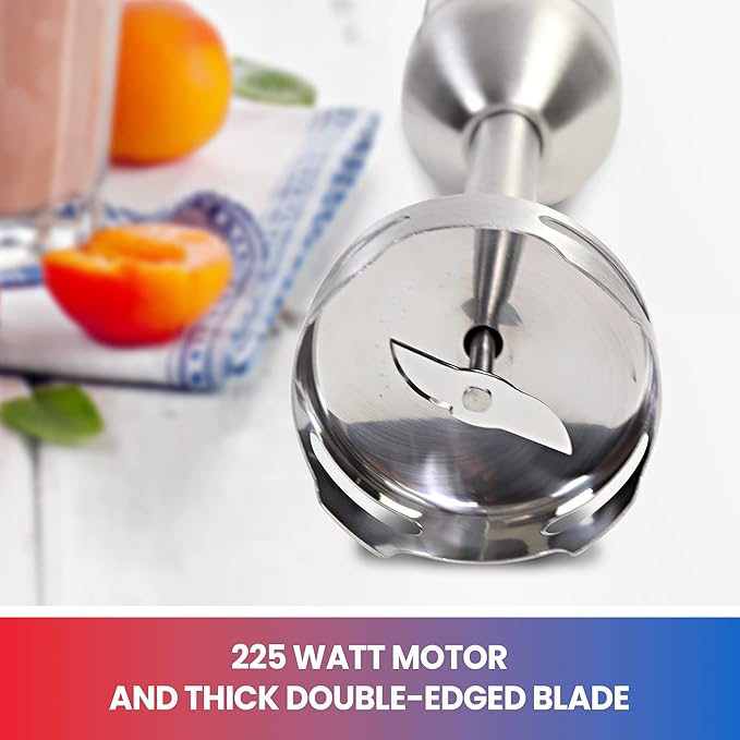 Total Chef Immersion Blender - Electric Handheld Stick Mixer with Stainless Steel Shaft Variable Speed for Smoothies Soups Milkshakes Baby Food Puree Batidora de Inmersión