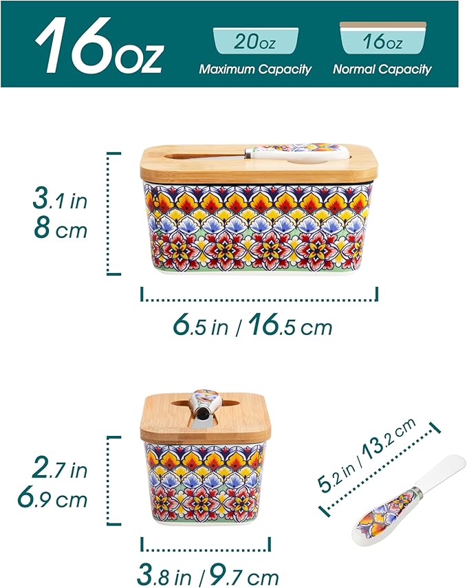 vancasso SIMI 12 Pieces Plates and Bowls Set and 6.5 Large Butter Dish for Countertop Microware and Oven Safe Tableware