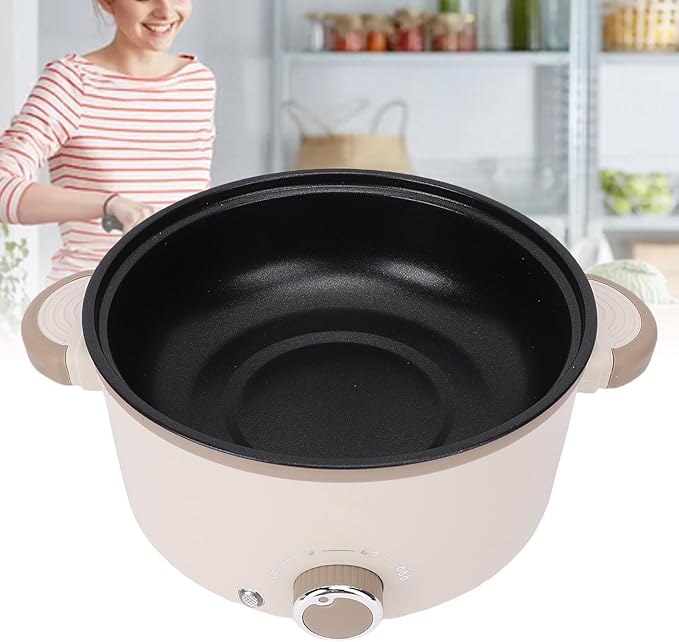 Electric Pot 3L Large Capacity Anti Scald Multifunctional Rice Cooker with Steam Basket for Noodle Soup Cooking Family Use (US Plug 110V)