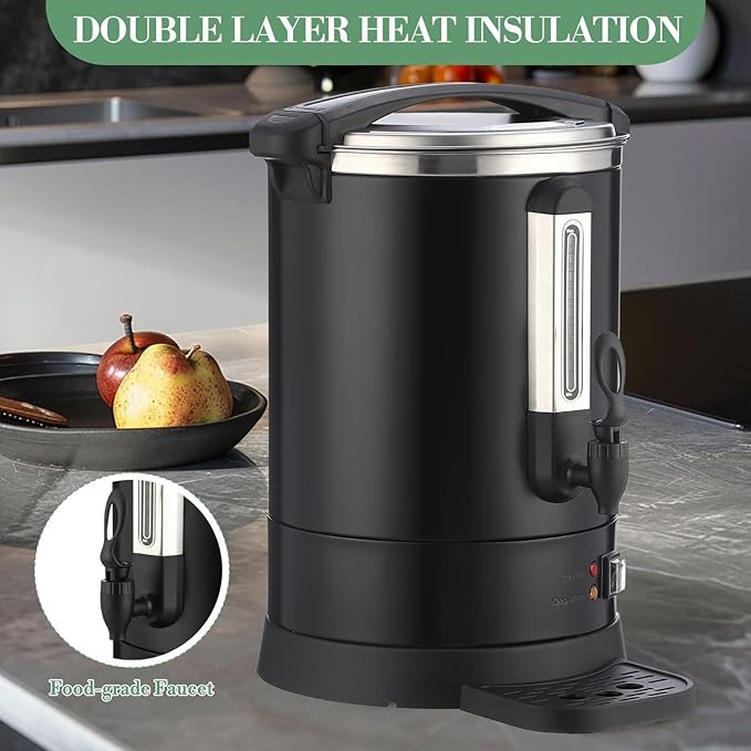 100-Cup (14L) Commercial Coffee Urn – Stainless Steel Electric Hot Beverage Dispenser with Fast Brew &amp Double-Wall Insulation Easy to Clean for Large Events Catering Churches and Gatherings