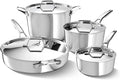 Calphalon Premier Polished 5-Ply Stainless Steel Cookware Set w/Turbo Heat Tech 8 Piece Includes Frying Pans Pots and Pans Set Induction Oven Safe 500F PFOA Free Polished Stainless Silver