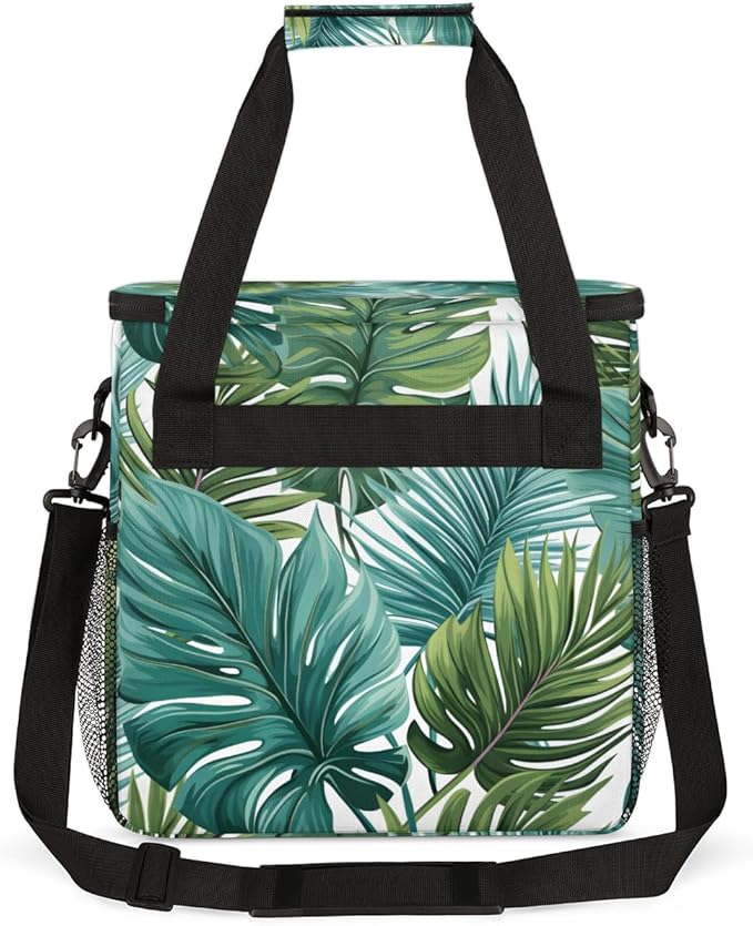 Gossamer Tropical Leaves Coffee Maker Carrying Bag Travel Storage Bag Compatible with K-Mini or K-Mini Plus Single Serve Coffee Brewer Carrying Case with Multiple Pockets &amp Shoulder Strap