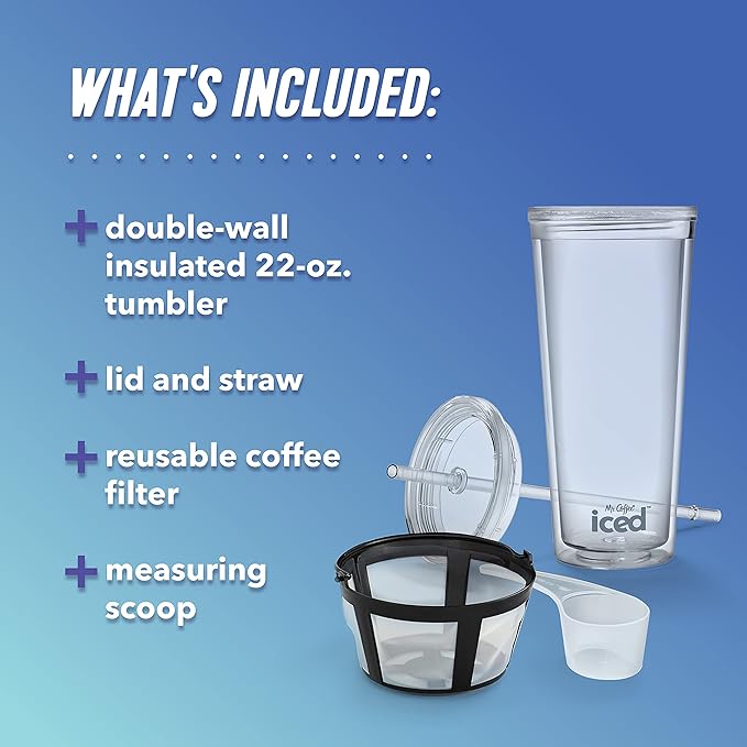 Mr. Coffee Iced Coffee Maker Single Serve Machine with 22-Ounce Tumbler and Reusable Coffee Filter Black