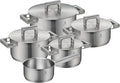WMF Ultimate Cool 5-Piece Induction Saucepan Set with Stainless Steel Lid Matt Cromargan Stainless Steel Induction Pots Set Uncoated Inner Scale Dishwasher Safe