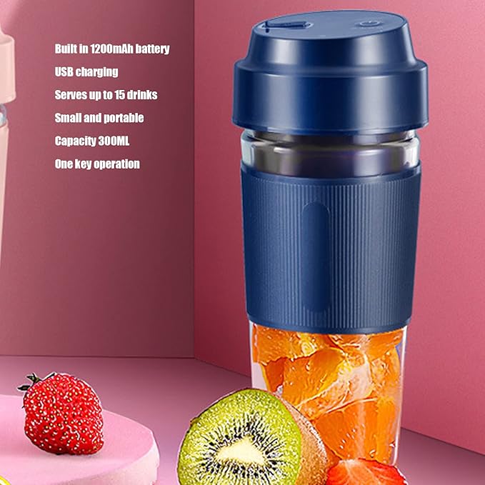 Portable Electric Juicer Cup 300ML USB Charging Handheld Electric Blender Cup with Stainless Steel Blades Make Ice Gaza Milkshakes Juice (#2)