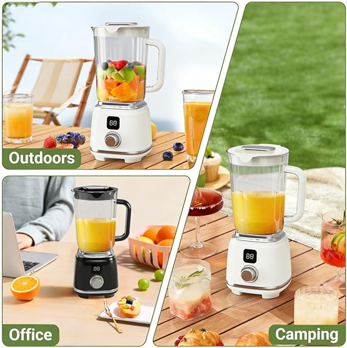 Portable Juicer Blender 600ml Personal Rechargeable Blender for Fruits &amp Vegetables 10-Leaf Blade with Dual Speed USB Wireless for Smoothies Home Kitchen Office Travel (White)
