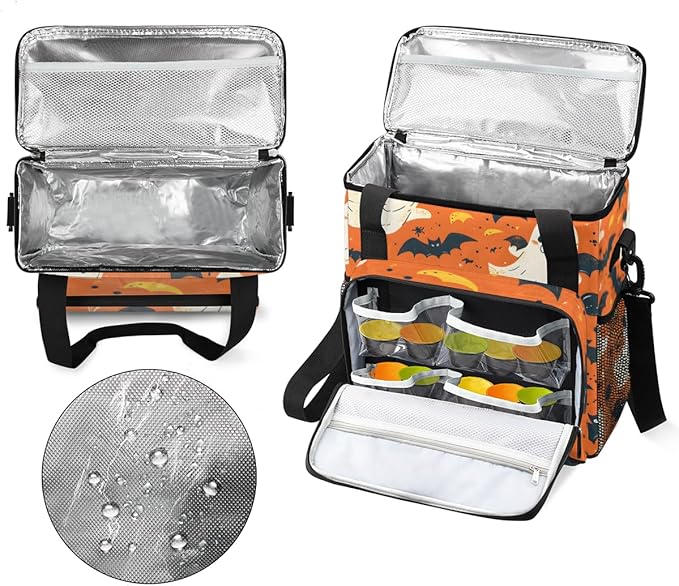 Spooky Ghosts Coffee Maker Carrying Bag Glitter Ghosts Travel Storage Bag Compatible with K-Mini or K-Mini Plus Single Serve Coffee Brewer Carrying Case with Multiple Pockets &amp Shoulder Strap