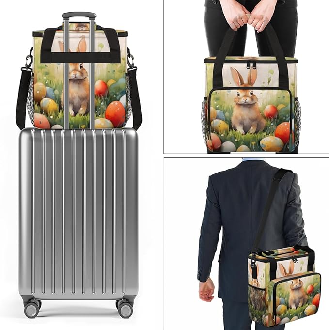 Easter Bunny Coffee Maker Carrying Bag Easter Egg Travel Storage Bag Compatible with K-Mini or K-Mini Plus Single Serve Coffee Brewer Carrying Case with Multiple Pockets &amp Shoulder Strap