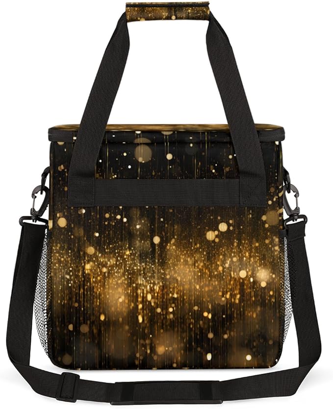 Glitter Coffee Maker Carrying Bag Black Gold Portable Travel Storage Tote Bag Compatible with K-Mini or K-Mini Plus Single Serve Coffee Brewer Carrying Case with Multiple Pockets &amp Shoulder Stra