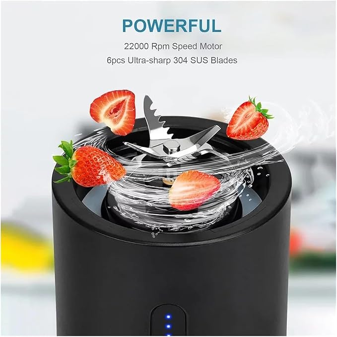 Fit for Portable Blender with 6 Blades - Powerful USB Rechargeable Personal Juicer for Shakes &amp Smoothies(Black blender B)