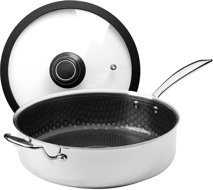 Black Cube CeramicQR Cookware - Made in France 7-Piece Quick Release Nonstick Set for Induction Cooktops - 11-Inch Fry Pan Sauté Pan &amp Stockpot 8-Inch Saucepan with Lids - Ceramic Cookware Set