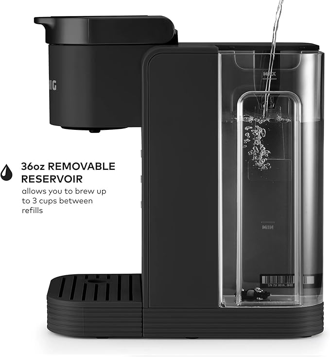KeurigK -Express Essentials Plus Iced &amp Hot Single Serve Brewer Adjustable Temp Brew Over Ice Pods Compatible Coffee Maker (Black)