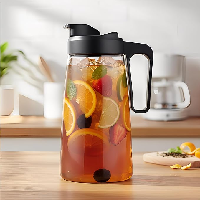 Sivaphe Large Ice Cold Coffee Maker 64 oz Dishwasher Safty Traitan Carafe Pitcher Leak Proof Iced Hot Coffee/Tea Brewer Method 2 Quart with Reusable Filter