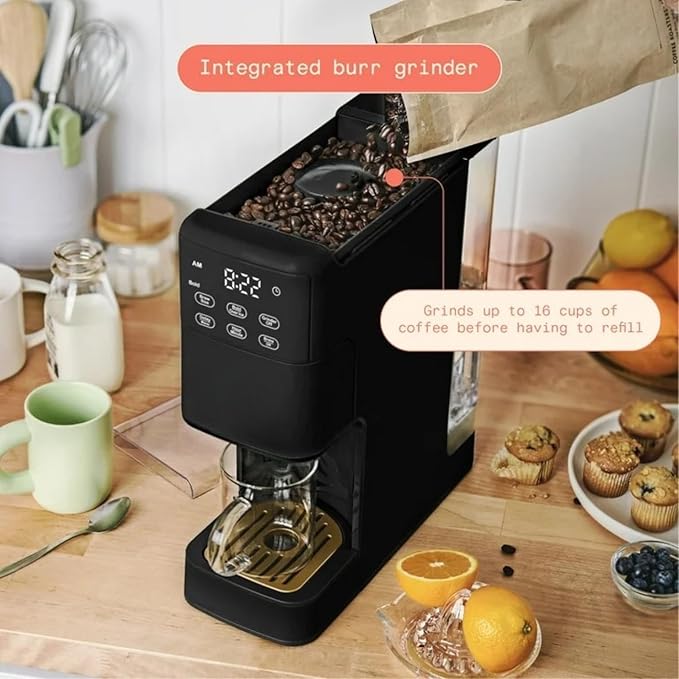 Programmable Single Serve Coffee Maker with Integrated Burr Grinder Touch Controls Fresh Custom Brew Compact Design Easy to Use