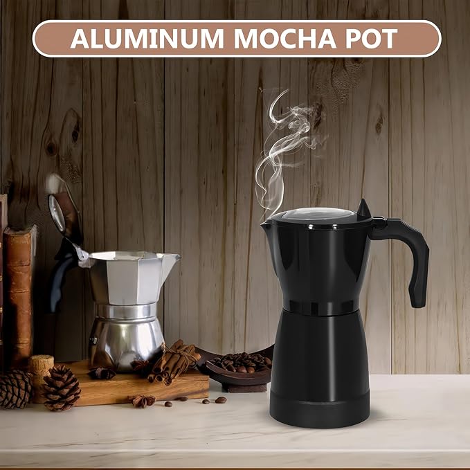 SHANGSKY Coffee Pot Electric Moka Pot 6 Cup Espresso Coffee Maker Cafeteras Electricas Italian Coffee Maker Espresso Makers Portable Aluminum Electric Mocha Pot Coffee Machine Moka Maker