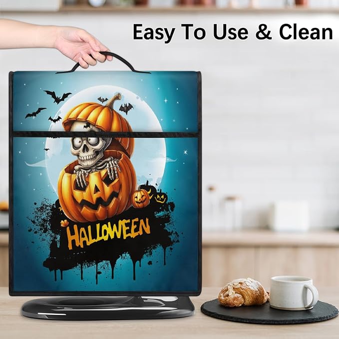 cfpolar Kitchen Aid Mixer Cover Compatible with 6-8 Quarts Skull Halloween Pumpkin Stand Mixer Cover Kitchen Aid Mixers Accessories Appliance Organizer Bag Dust Covers with Zipper Pocket