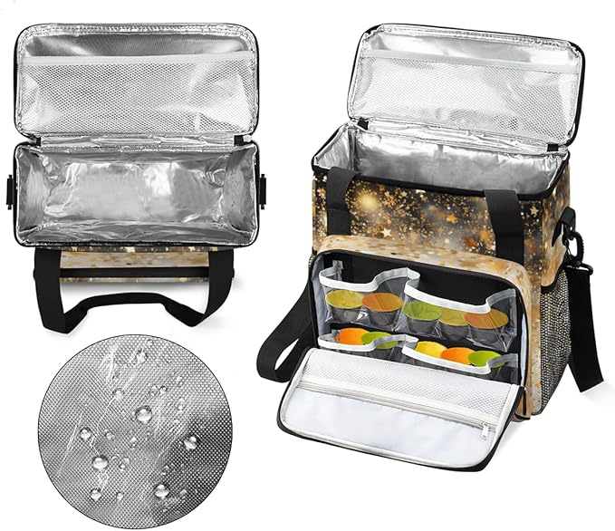 Glitter Coffee Maker Carrying Bag Black Gold Portable Travel Storage Tote Bag Compatible with K-Mini or K-Mini Plus Single Serve Coffee Brewer Carrying Case with Multiple Pockets &amp Shoulder Stra