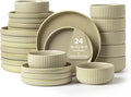 24 Piece Green Dinnerware SetCeramic Plates and Bowls Set for 8 – Calm Dish Set for Soft Gatherings Wellness Homes &amp Easy Eleg