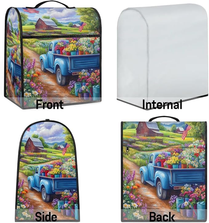 cfpolar Kitchen Aid Mixer Cover Compatible with 6-8 Quarts Spring Flower American Banner Stand Mixer Cover Kitchen Aid Mixers Accessories Appliance Organizer Bag Dust Covers with Zipper Pocket