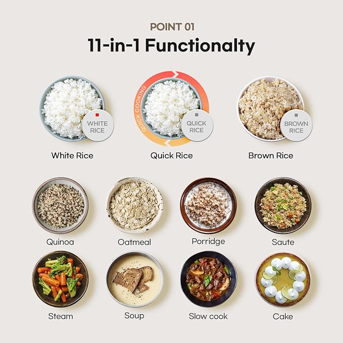 CUCHEN CRM-G0601WUS | 6 Person | Micom Rice Cooker 6 Cup (Uncooked) 1.4Quarts | 12 Cup (Cooked) Slow Cooker and Warmer | Direct Touch control | Nonstick Inner Pot | Delay Timer